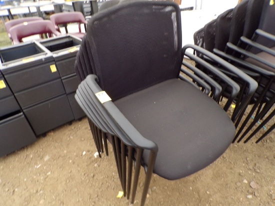 (6) Black Stackable Arm Chairs