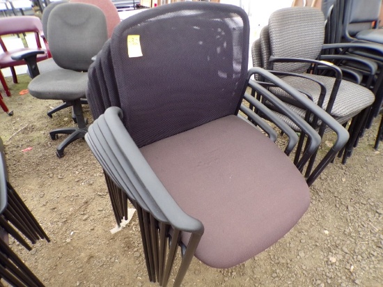 (6) Black Stackable Arm Chairs