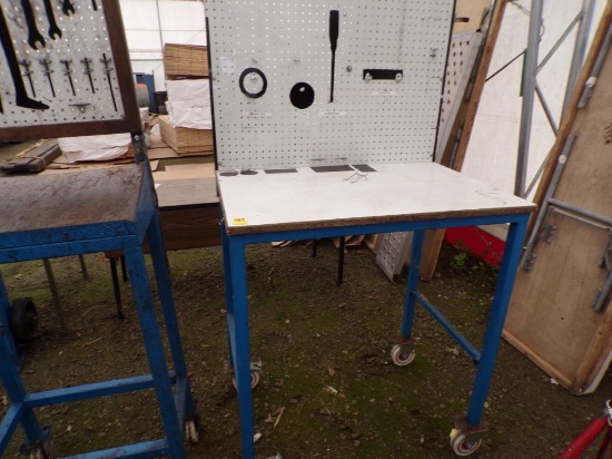 Blue Rolling Work Table 36'' x 24'' x 42''