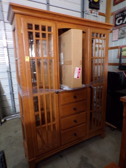 Oak Curio Cabinet, 55'' x 16' x 79''