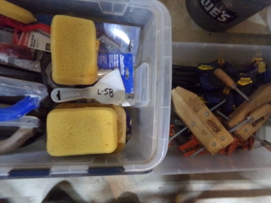 (2) Bins: (1) Tile Tools and (1) Clamps