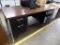 Black 4 Drawer Desk with Dark Cherry Wood Top and Office Chair