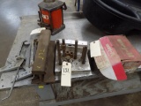 (2) Caulk Guns, Chunk of Raiload Beam, Parts to a Clamp Jig, Box of 3/4 x 5