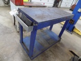 4' Blue Wooden 2-Tier Work Table