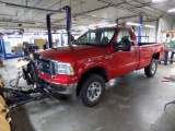 2005 Ford F250, 4WD, Reg Cab, Red, w/Fisher Minute Mount V-Plow, Gas V8, 67