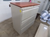 3 Drawer Lateral File Cabinet with Cherry Wood Top