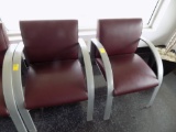 (2) Maroon and Gray Waiting Room Chairs