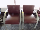 (2) Maroon and Gray Waiting Room Chairs