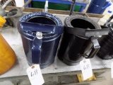 (2) Large 8 Qt. Metal Oil Cans: (1) Black, (1) Black