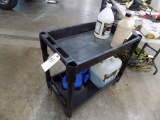 Black 2 Tier Plastic Shop Cart with Cleaning Products