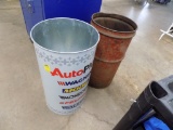(2) Trash Cans: (1) Auto Plus and (1) Plain Red