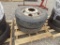 (2) Mounted 22.5 Tires on White Steel Rims