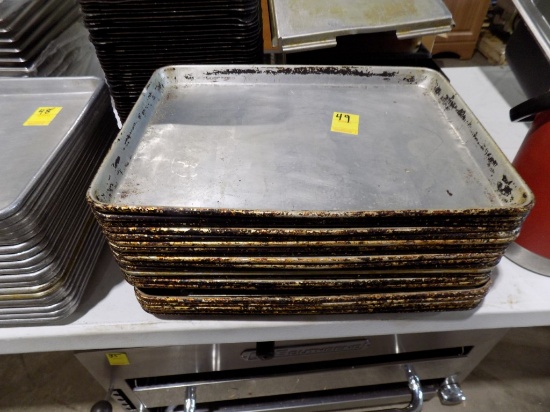 Stack Of (20) Well Used 1/2 Sheet Trays, Still In Good Condition