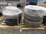(2) Pallets of Heavy Truck Tires, Unmounted, (7) Tires, (1) Loose Steel Rim