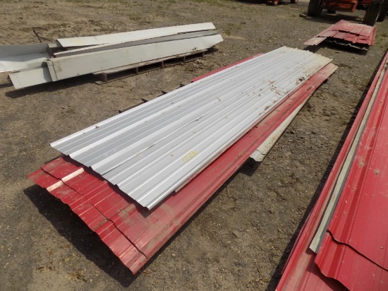 Pallet of Assorted Metal Siding/Roofing, Red and Silver