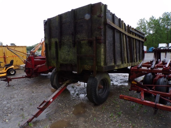 Wooden Side Wagon On Hyd. Tipping Running Gear, Needs Work