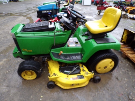 John Deere GX345 Riding Mower w/54'' Deck, 20 HP Kawasaki Engine w/42'' Bel