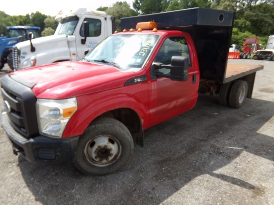 2011 Ford F350 SL Reg Cab 2wd Flatbed, Red, 231,041 Miles, VIN#: 1FDRF3G65B