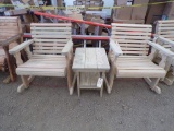 Amish Made 3-Pc Adirondack Rocker w/Center Table, Unfinished