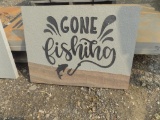 18'' x 24'' ''Gone Fishing'' Bluestone Sign Stone, 1'' Thick