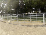 New 11-Panel Corral System - (10) 12' Gates, (1) Walk-Thru 4' Gate, Galvani