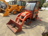 Kubota BX25D 4WD Compact Backhoe with Soft Door Cab, MISSING REAR WINDOW, B
