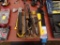 Box Of Misc Tools, Hatchet Hammer, Axe/Hatchet, Pry Bars, Multibars, Machet