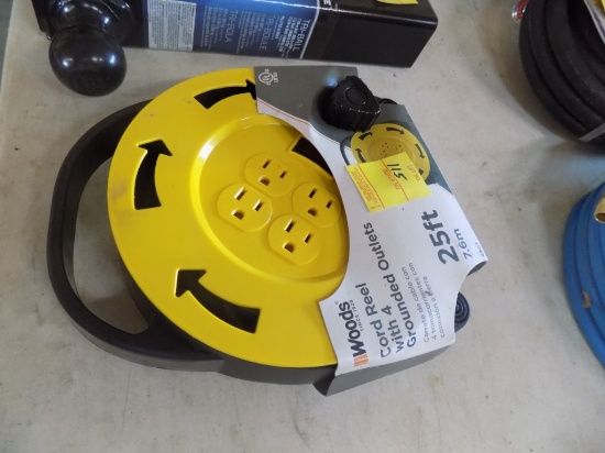New Woods 25' Cord Reel with (4) Grounded Outlets