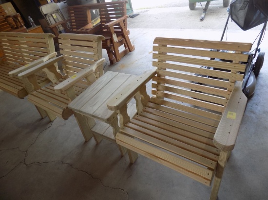 3 Pc. Amish Made Adirondack Chair and Table Set