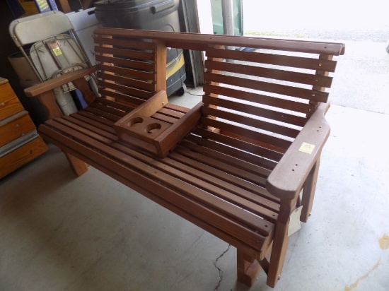 5' Amish Made Adirondack Glider with Flip Down Center Table