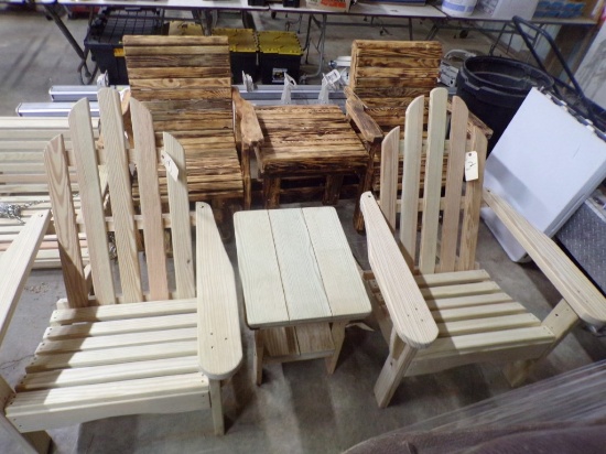 3-Pc Adirondack Chair Set, Amish Made, (2) Chairs, (1) Center Table