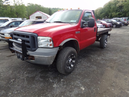 2005 Ford F250 XL Reg Cab 4x4 Flatbed, Red, 5-Speed Manual Trans,176,726 Mi