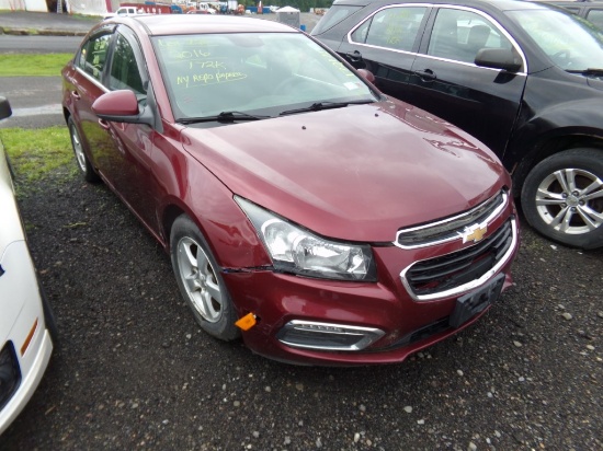 2016 Chevrolet Cruze Ltd. 1LT, Maroon, 172,172 Miles, VIN#: 1G1PE5SB3G71995