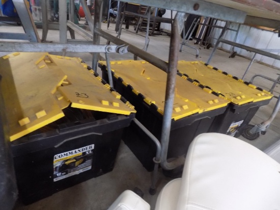 (3) Black Totes Full Of Misc Electrical Items, Cable Juction Boxes, Switche