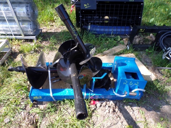 New Giyi Hydraulic Skid Steer Auger Drive with (3) Bits, 8'', 12'', 16''