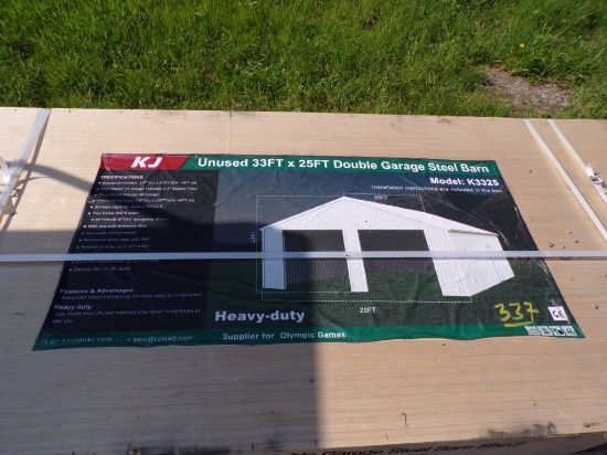 New KJ 33' x 25' Double Garage/ Steel Barn with Side Entrance Door, Model K