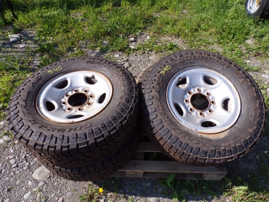 (4) MasterCraft 245/75R 16 Tires, Load Range E Mounted on 8 Lug Steel Rims