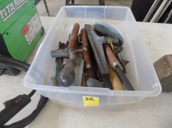 Clear Tote Full Of Wood Lathe Tools