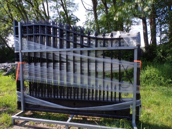 New 20' Black Wrought Iron Bi-Parting Gates, Both Gates are 1 Sided