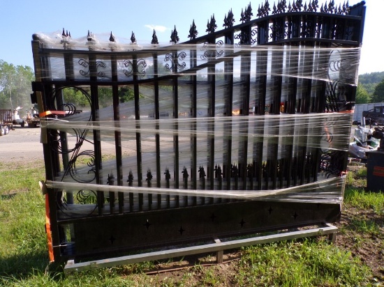 New 20' Black Wrought Iron Bi-Parting Gates, Both Gates are 1 Sided
