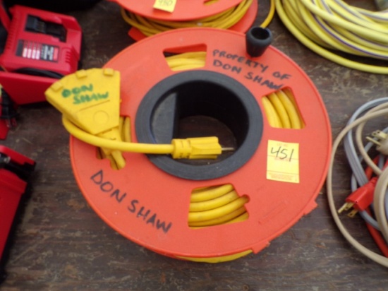 75' Single Plug to Three Outlet Extension Cord on Cord Reel
