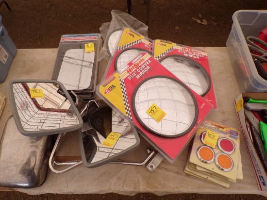 Group Of Assorted Automobile Mirrors & Replacement Mirror Glass, Mostly New