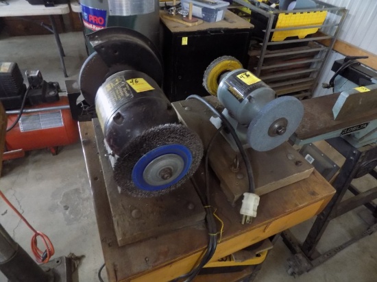 Wood Bench w/(2) Grinders Mounted On It, Ohio Forge 8'' Bench Grinder And D