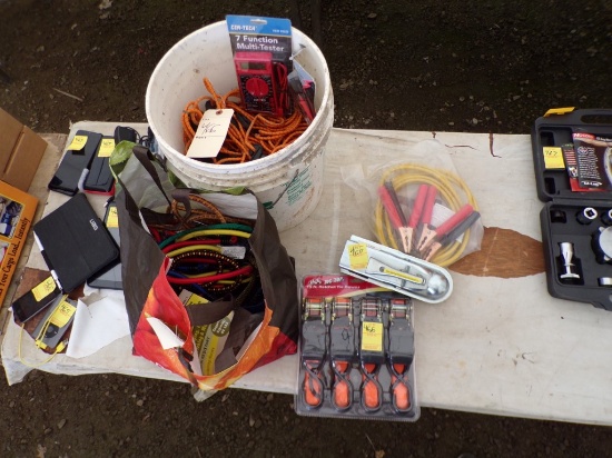 Large Group Of Bungee Cords (NIB), Digital Multimeter (NIB) Electric Tester