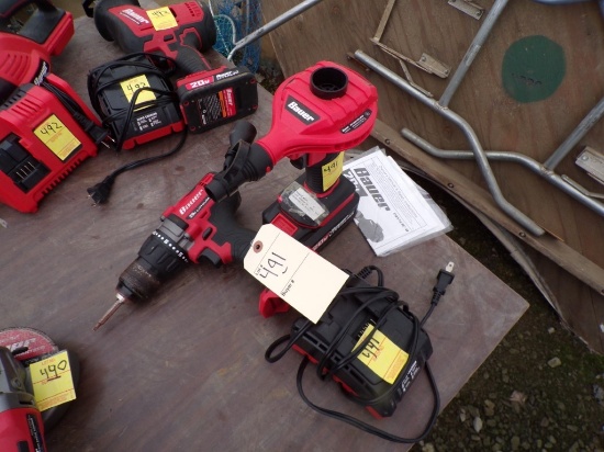 Bauer 20V 1/2'' Drill and Bauer 20V Inflate/Deflater with (1) Battery and (