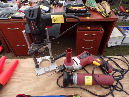 Craftsman Corded 3/8'' Drill on Drill Press Stand, Chicago ElectricCorded 1