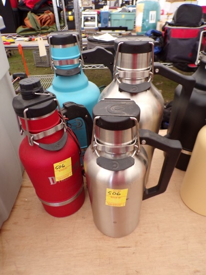 (4) Drink Tanks Insulated Growlers - (2) Stainless Steel (1) 128 oz., (1) 6
