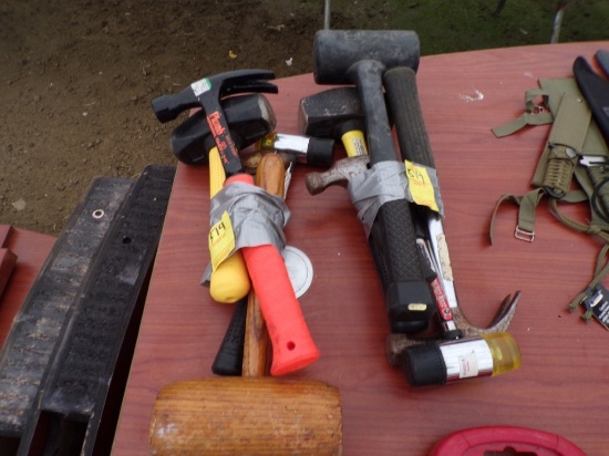 Group Of Assorted Hammers, Claw, Sledge 4 Lbs., Wooden Mallet, Rubber (10)