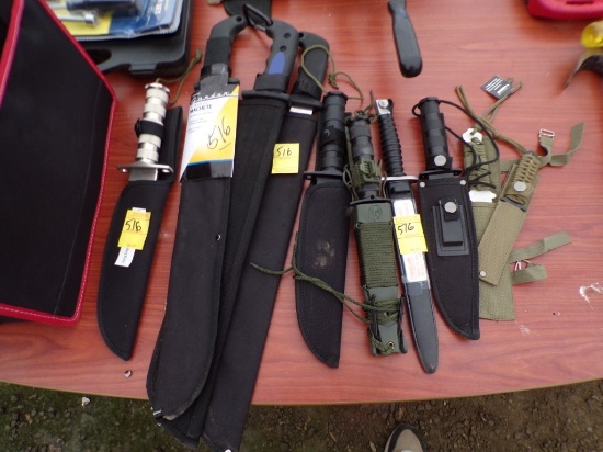 Group Of Machetes & Knives (7) Knives (3) Machetes
