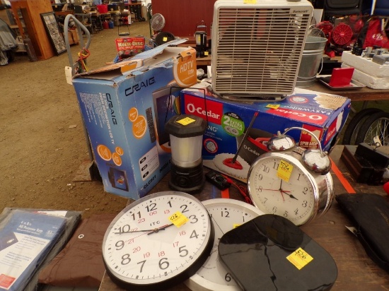 Group Of Misc Items, (2) Wall Clocks, Over-Sized Double Bell Alarm Clock, N
